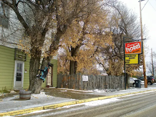 Borden Hotel sign and street in late autumn